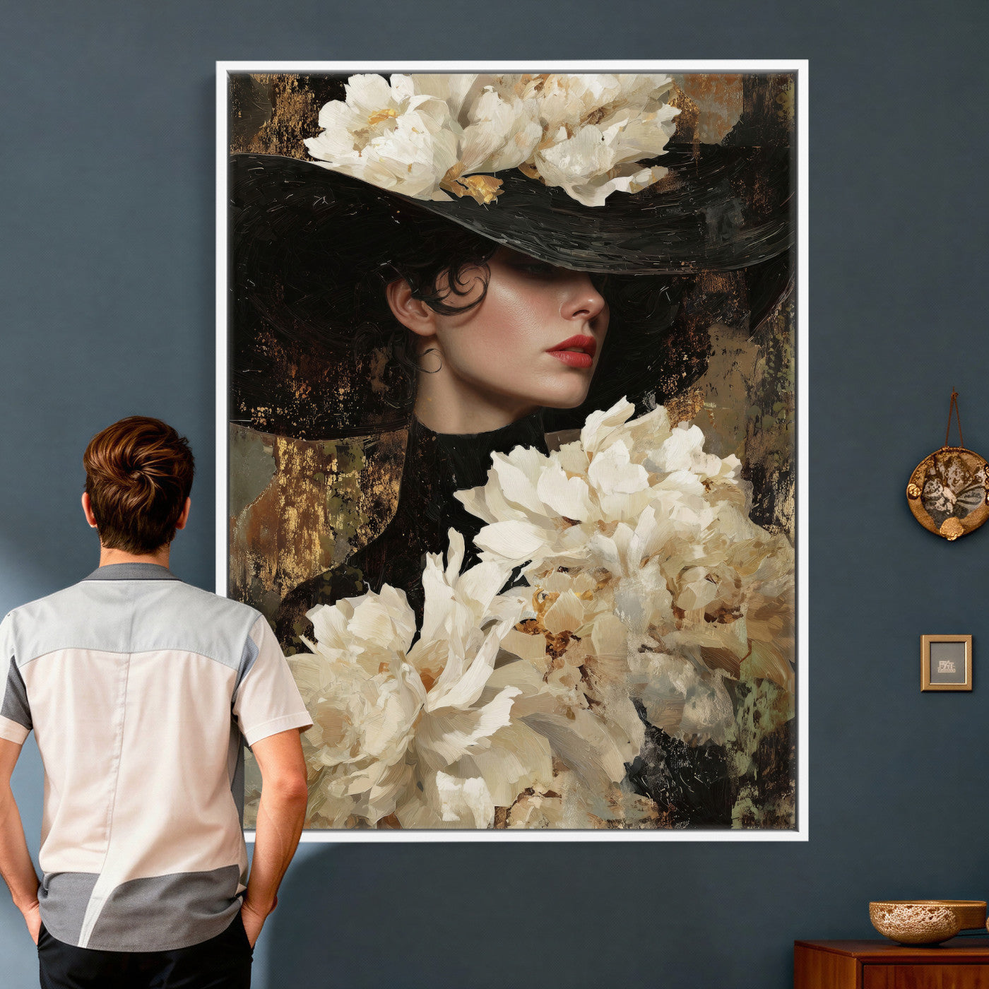 Glamour Woman Portrait Canvas Wall Art, Elegant Patel Women Portrait Print
