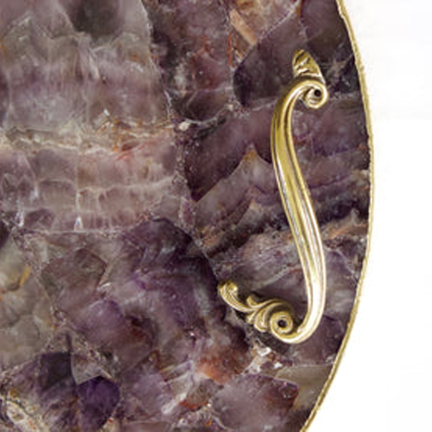 Amethyst Agate Serving Tray With Brass Handles | Circular-1