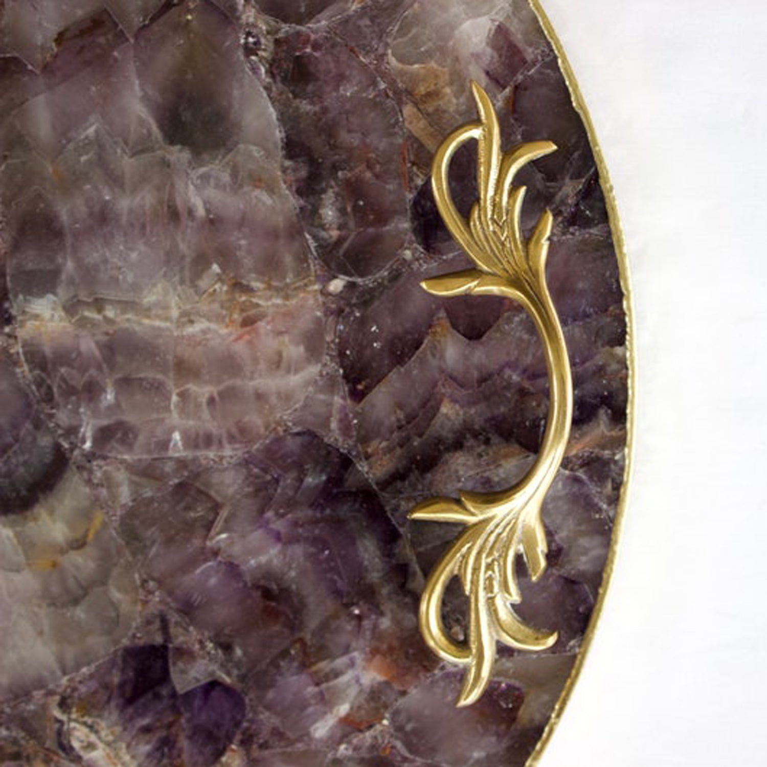 Amethyst Agate Serving Tray With Brass Handles | Circular-3