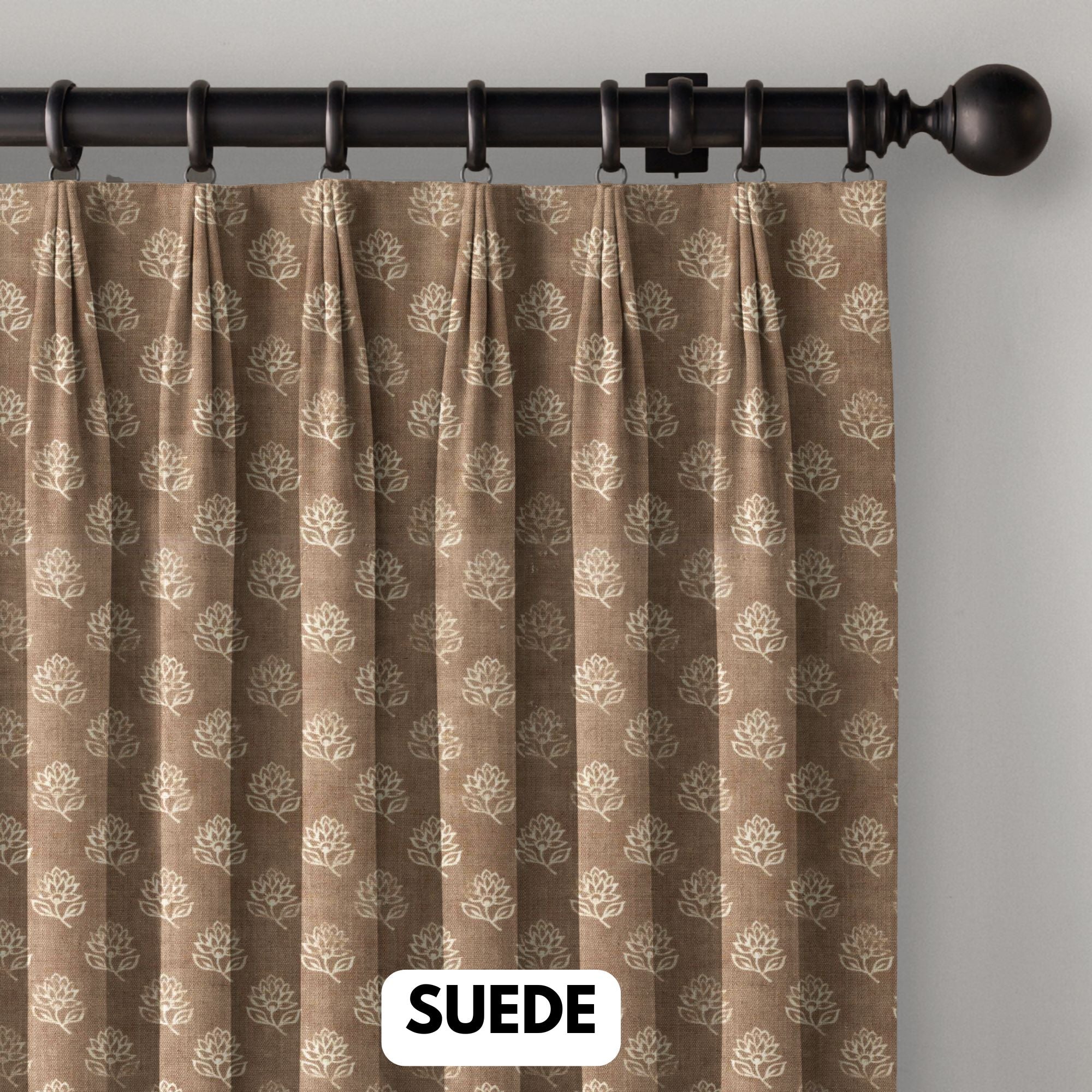 Premium Floral Linen Curtains with Lining | 300gsm Thick Fabric | Blackout/Light Filtering Options |  Euro, French, Pinch Pleats | Made to Measure Sizes | Single/Pair-2