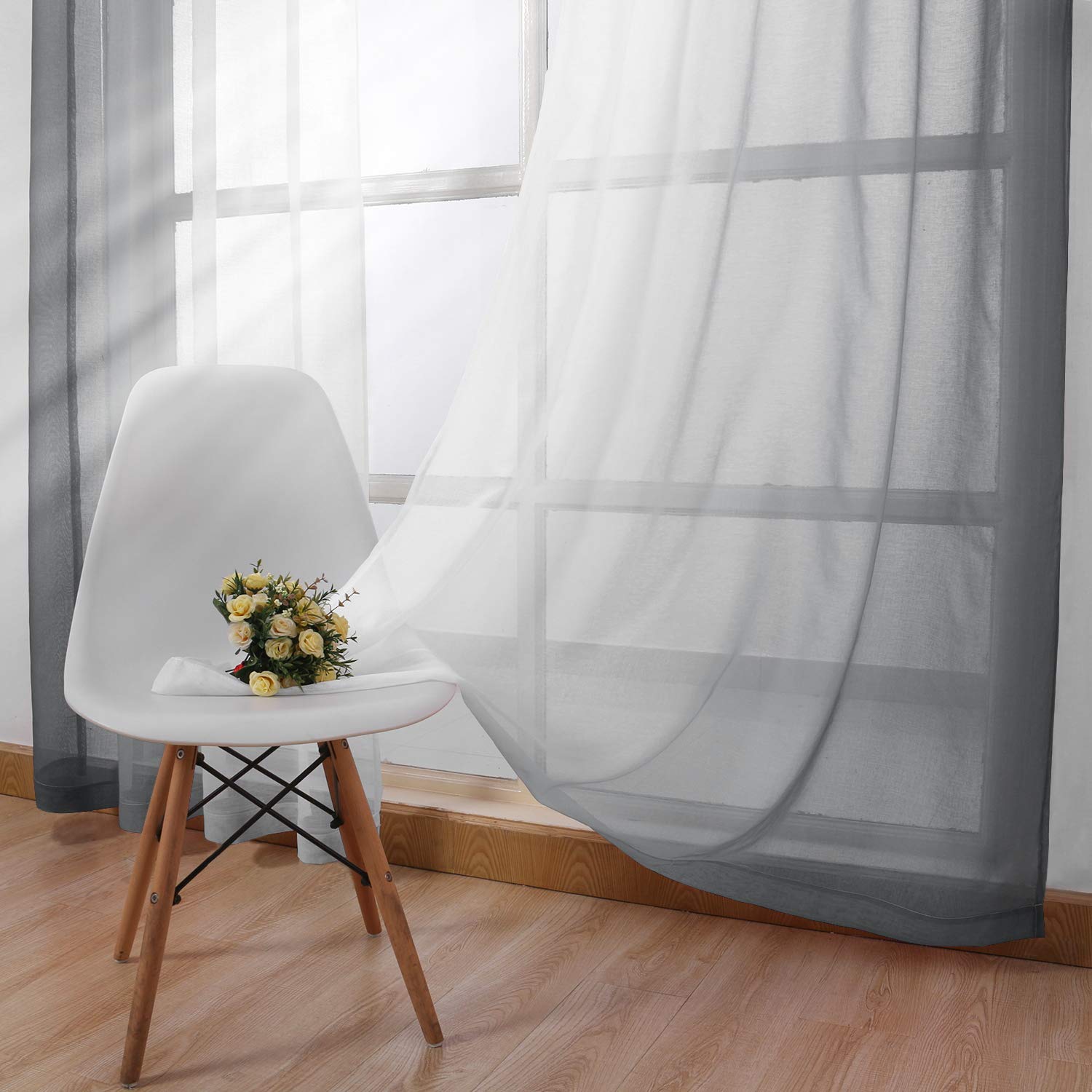 Custom Curtains: Ombre Sheer Curtains, Set of 2 Panels-3