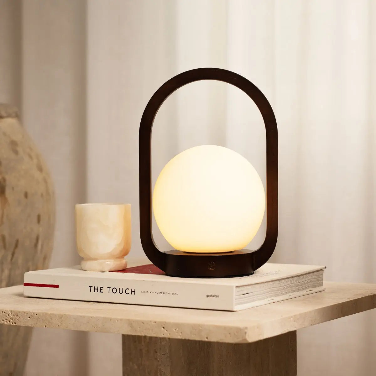 Skye Dark Brown Wooden Cordless Lamp | Rechargeable & Dimmable Design-1