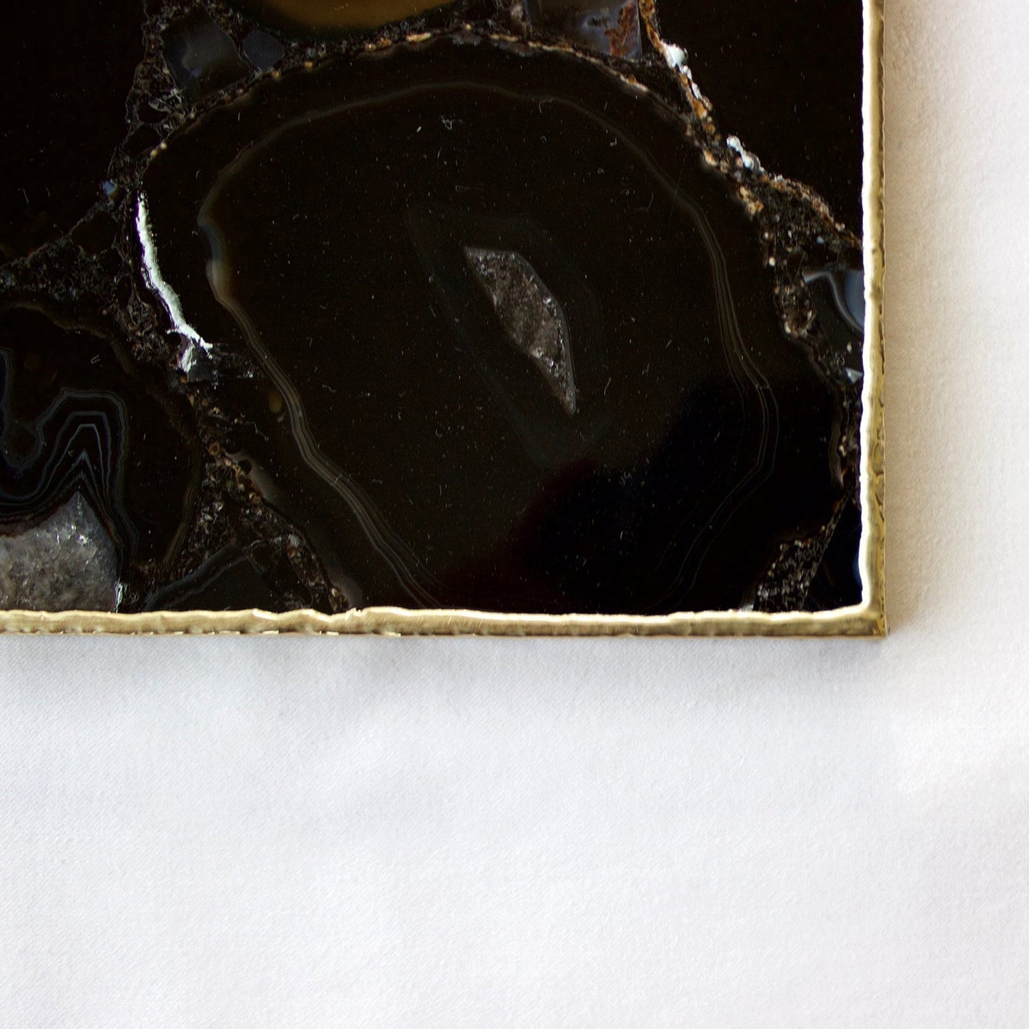 Black Agate Serving Tray With Brass Handles | Square-3