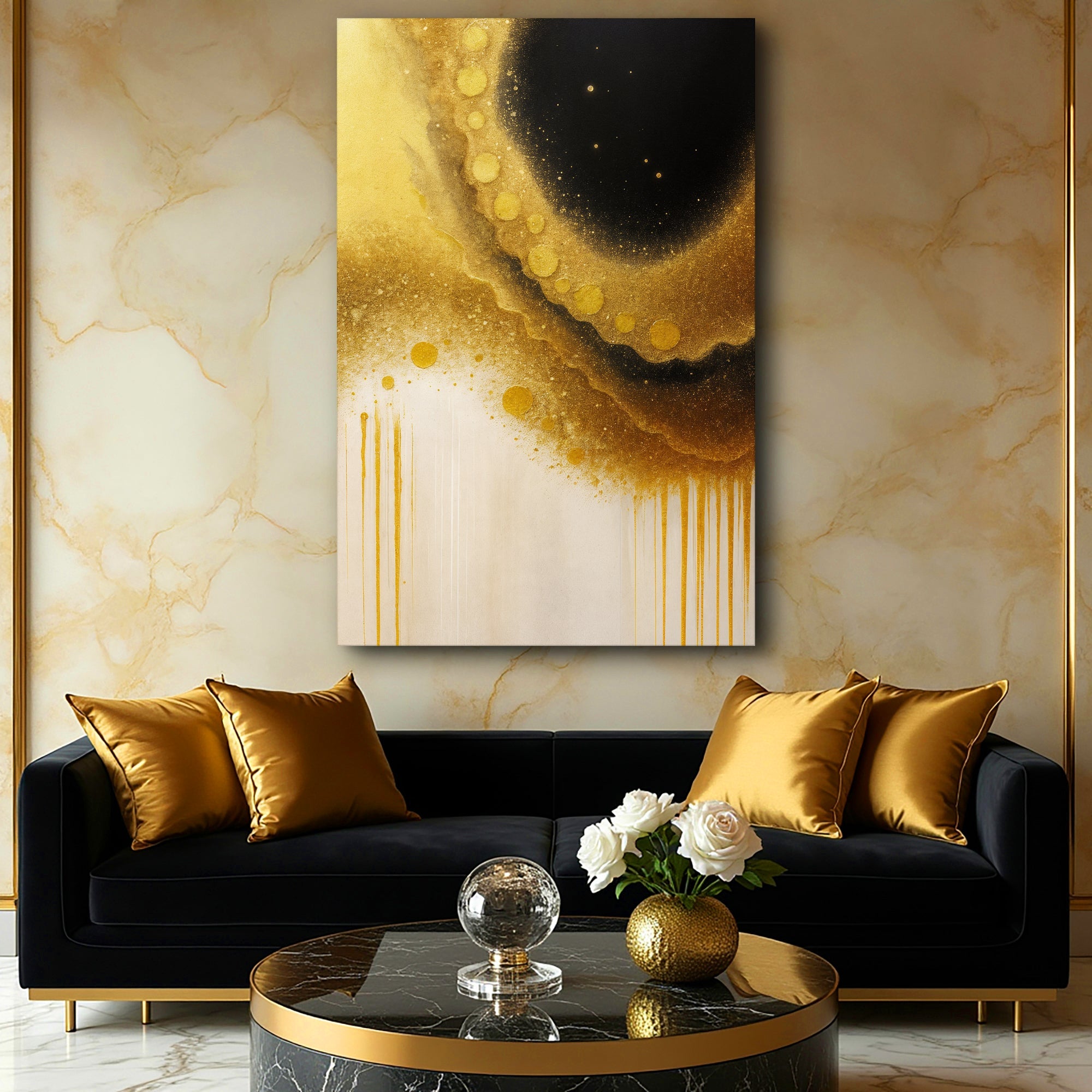 Minimalist Black and Gold Wall Art