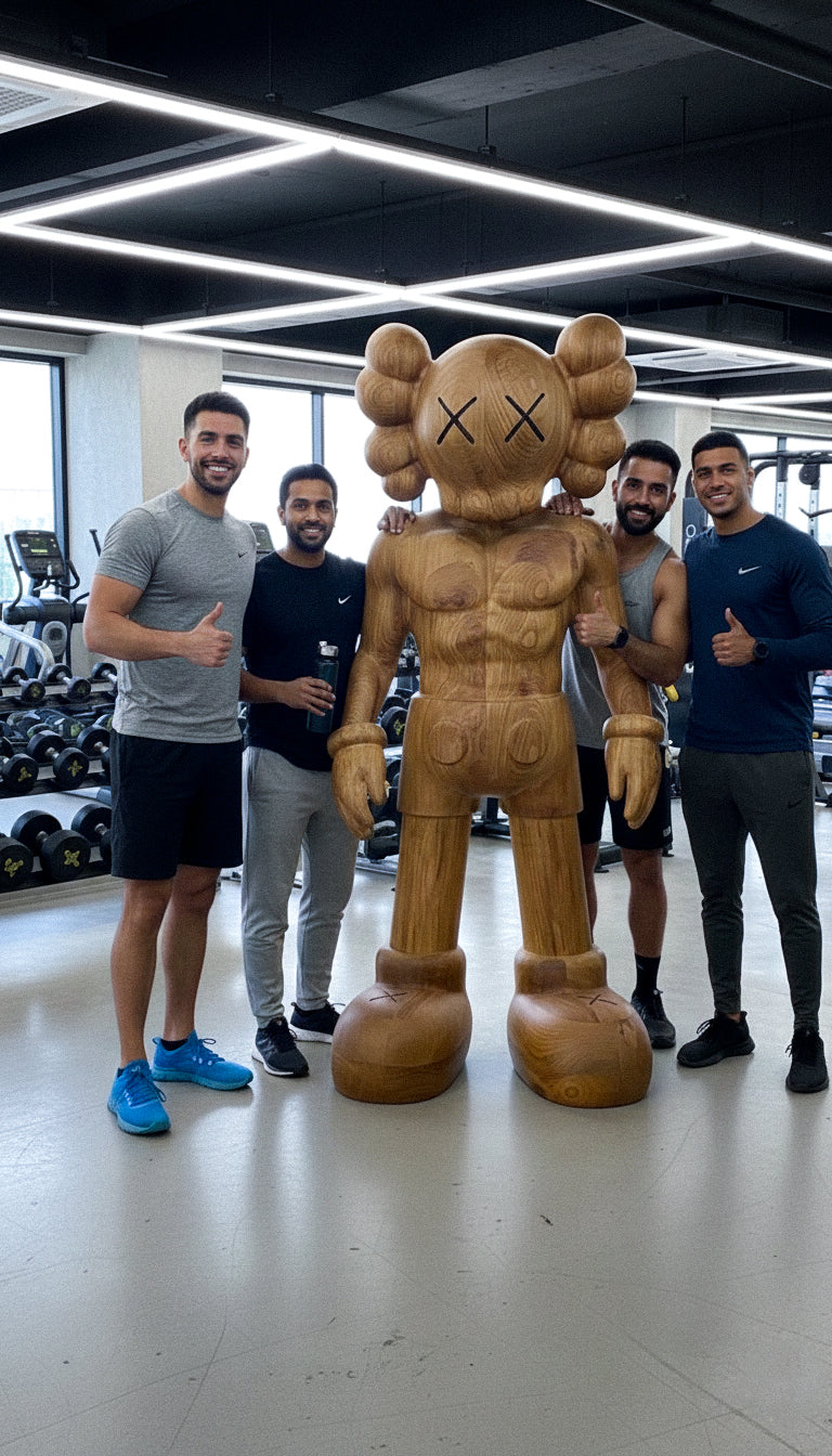 Muscular Wooden Sculpture – Gym & Fitness Art Decor