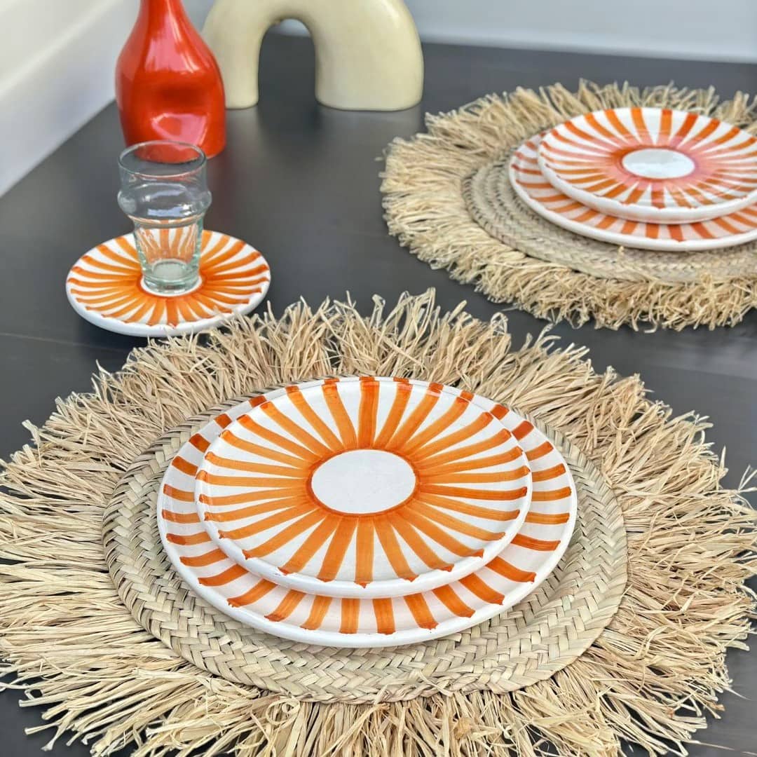 Orange Sun Plate Set - Vibrant Dinnerware for Summer Dining-1