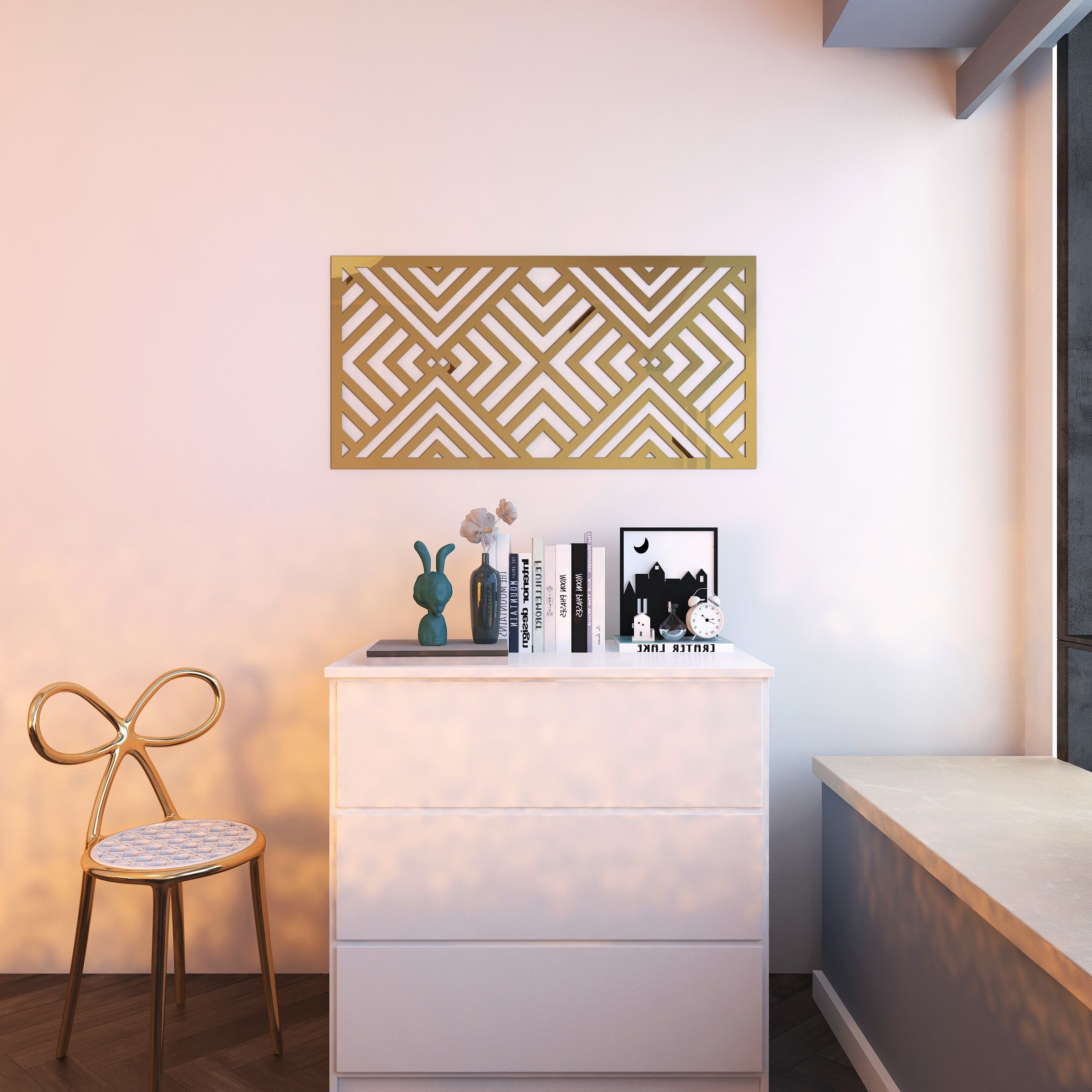 Panel Geometric Diagonal 3D Wall Art-0