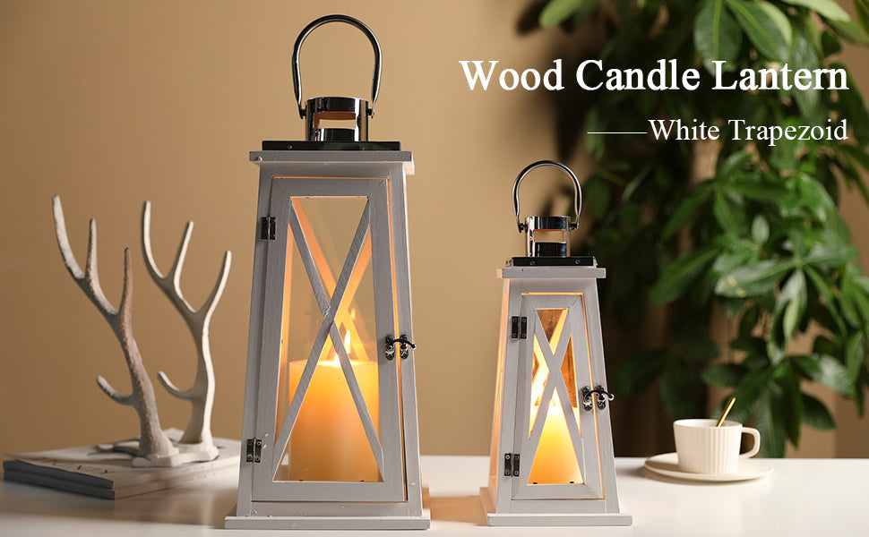 15.5''&22'' H Metal Decorative Candle Holders Rustic Hanging Lantern(Set of 2)-4