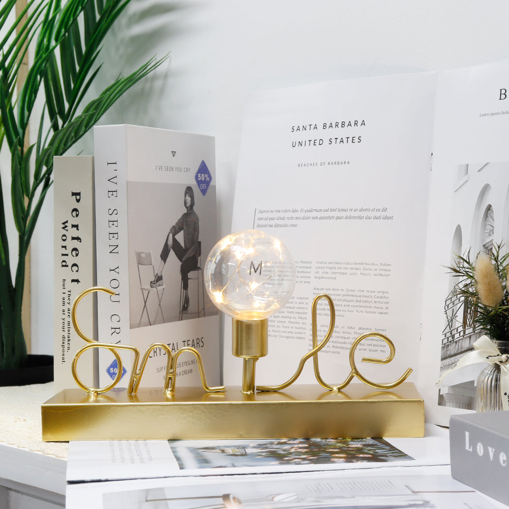 Decorative Cordless lamp Home Decor Lights with Warm White Fairy Lights(Smile)-2