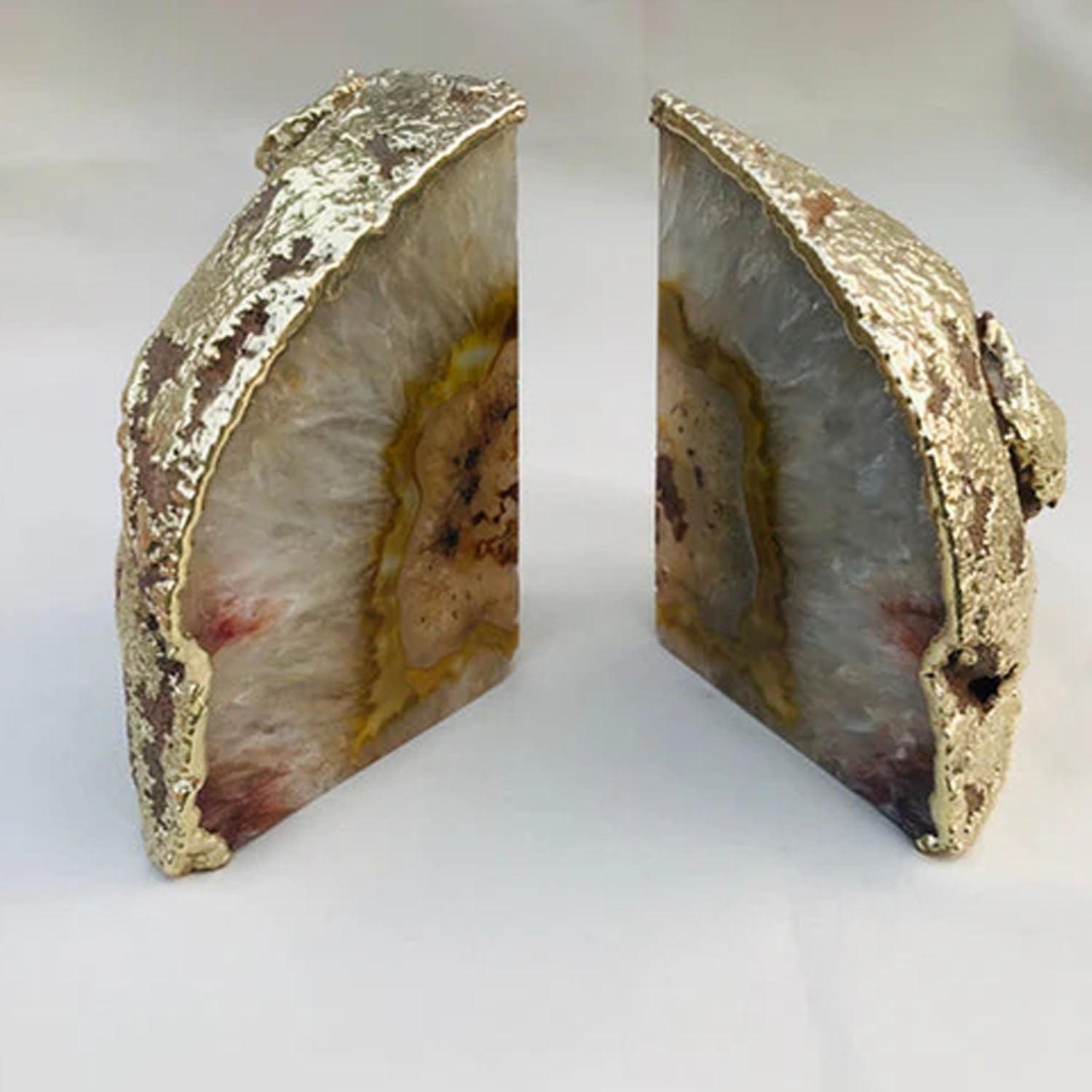 Natural Clear Plated Agate Bookends-3