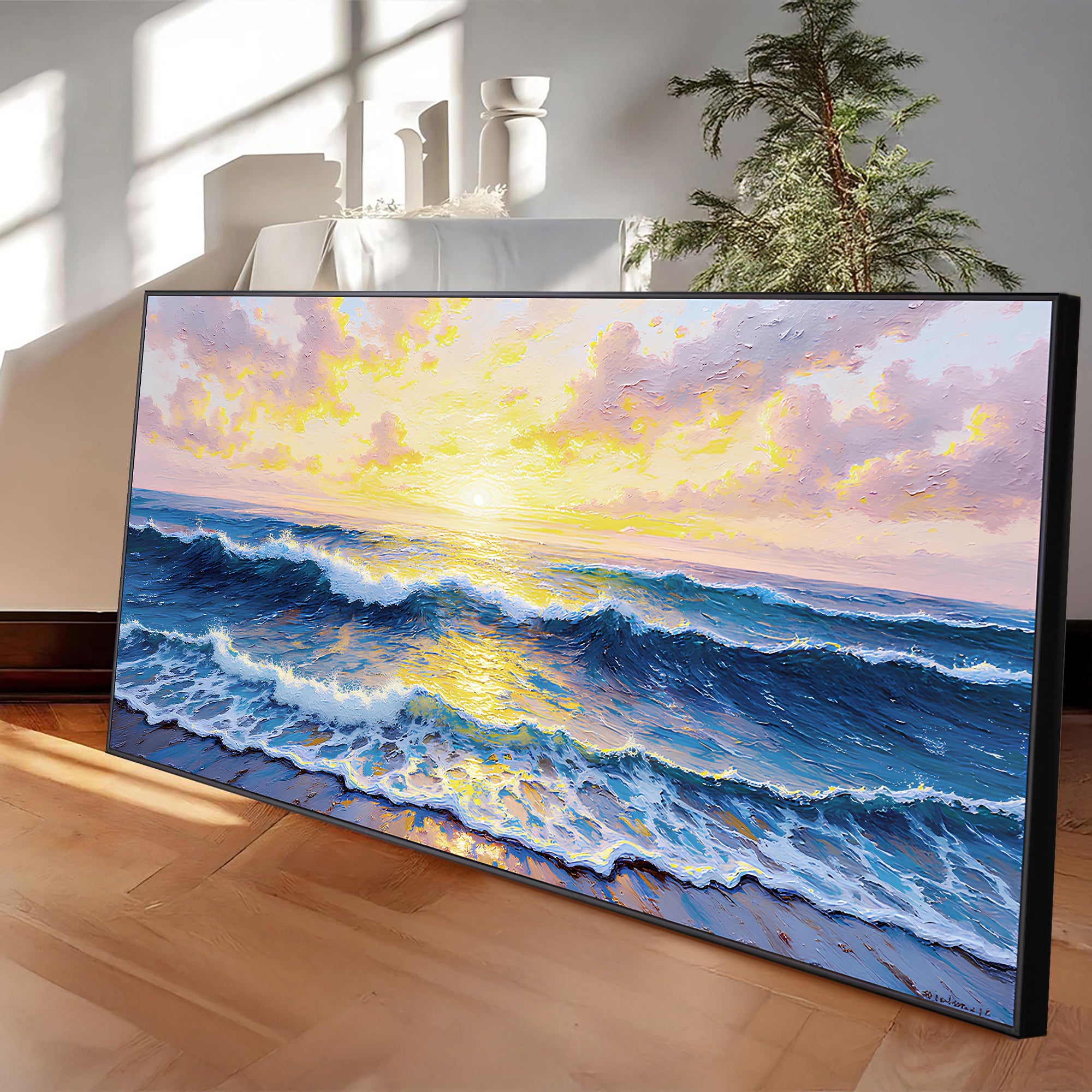 Golden Horizon Impasto Wall Art