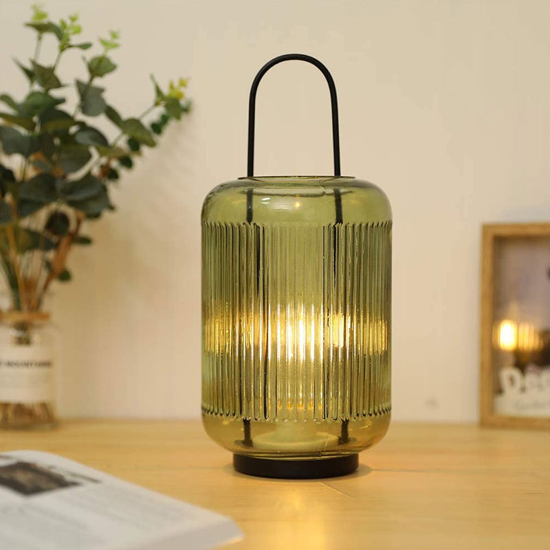 11.5''H Battery Powered Table Lamp (Amber-Green)-0