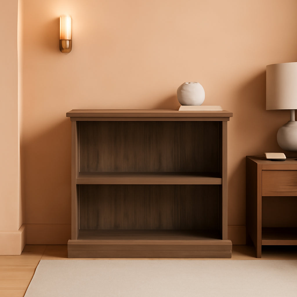 Two Tier Wooden Bookcase Salt Oak Multipurpose Bookshelf For Home Office And Living Room