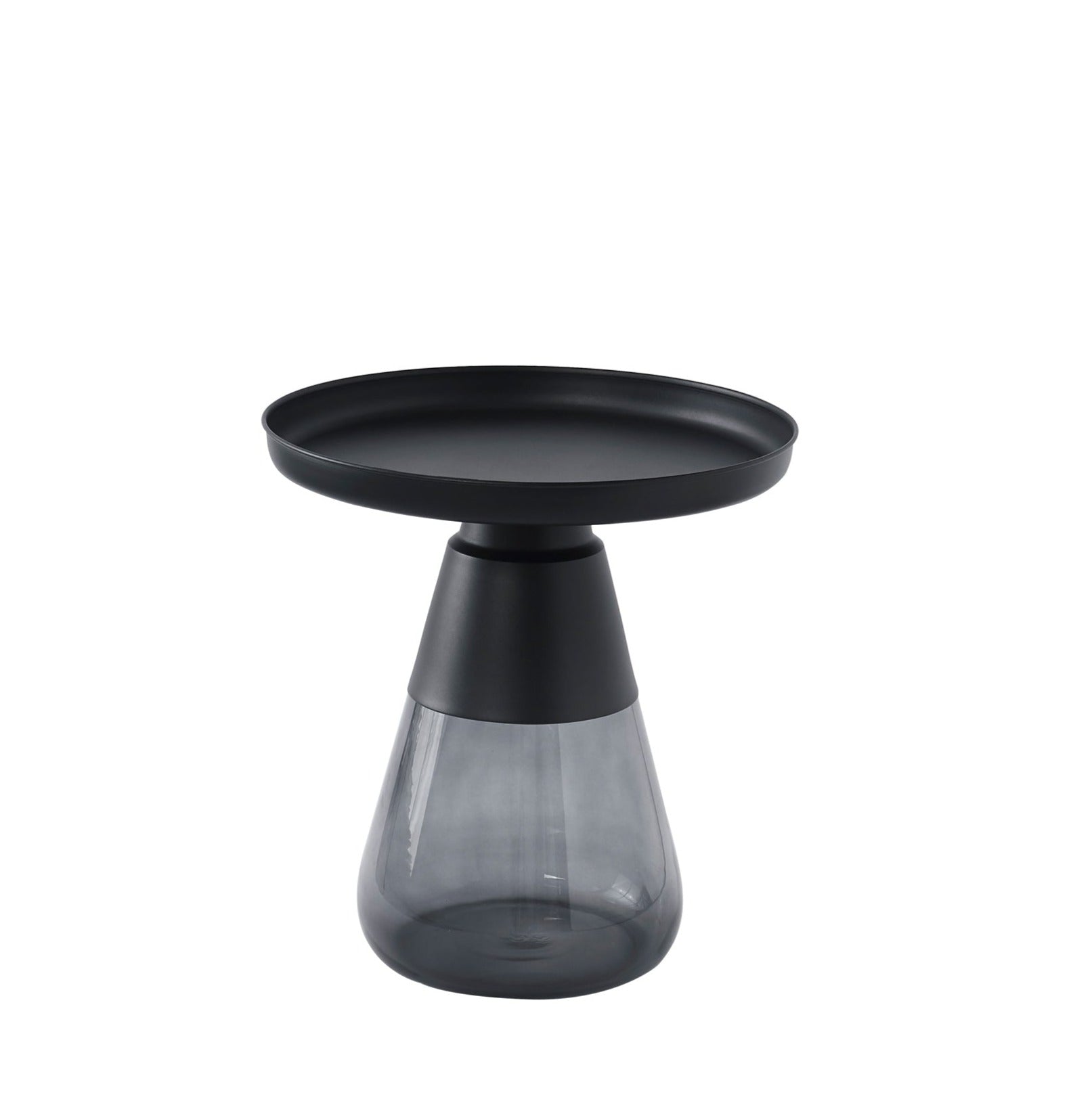 Smoke Glass Base with Black Top Side Table-0