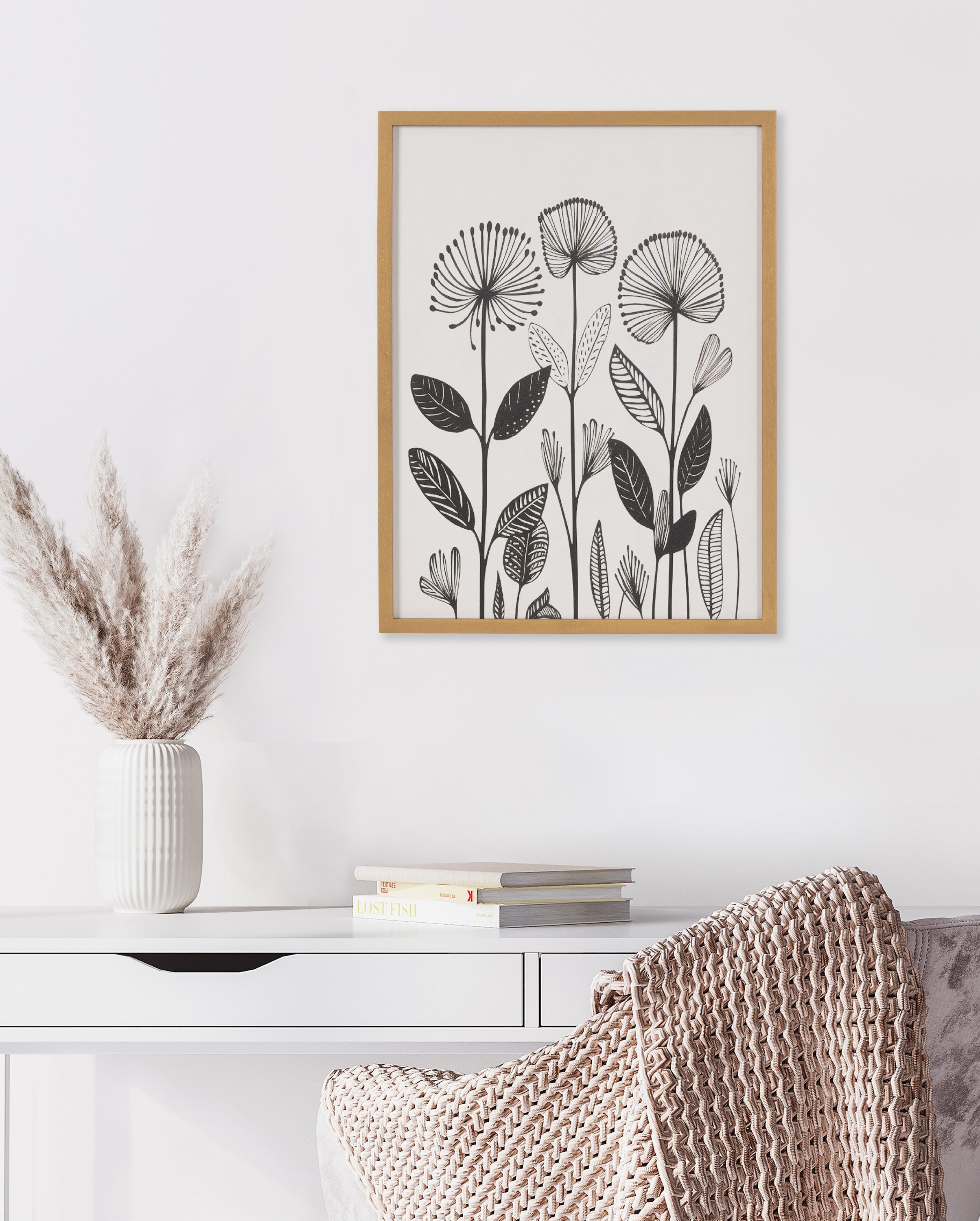 Gallery Simple Modern Linocut Botanicals Print by The Creative Bunch Studio