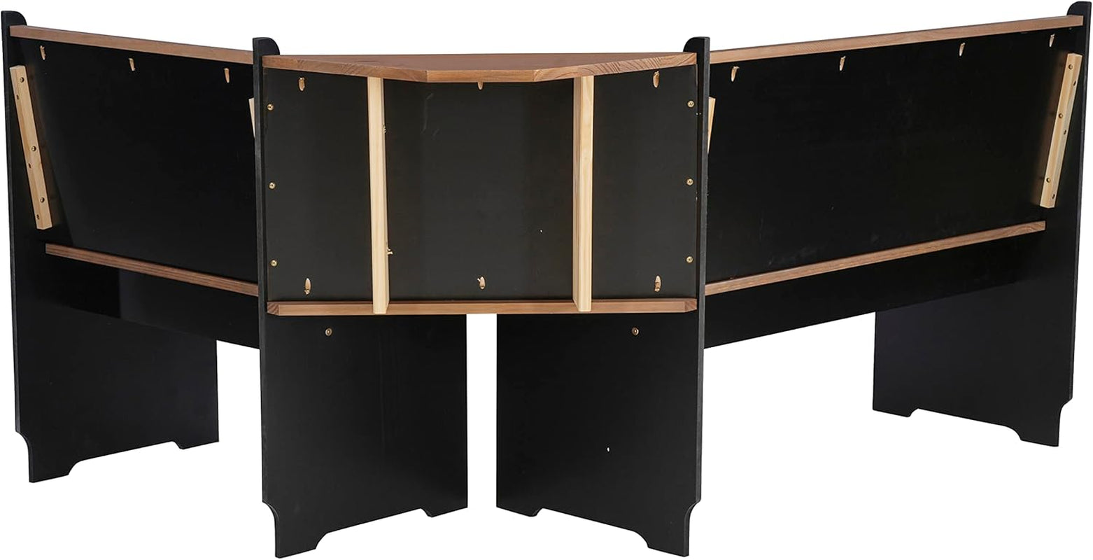 Black Pecan Five Seat Dining Set With Storage Benches