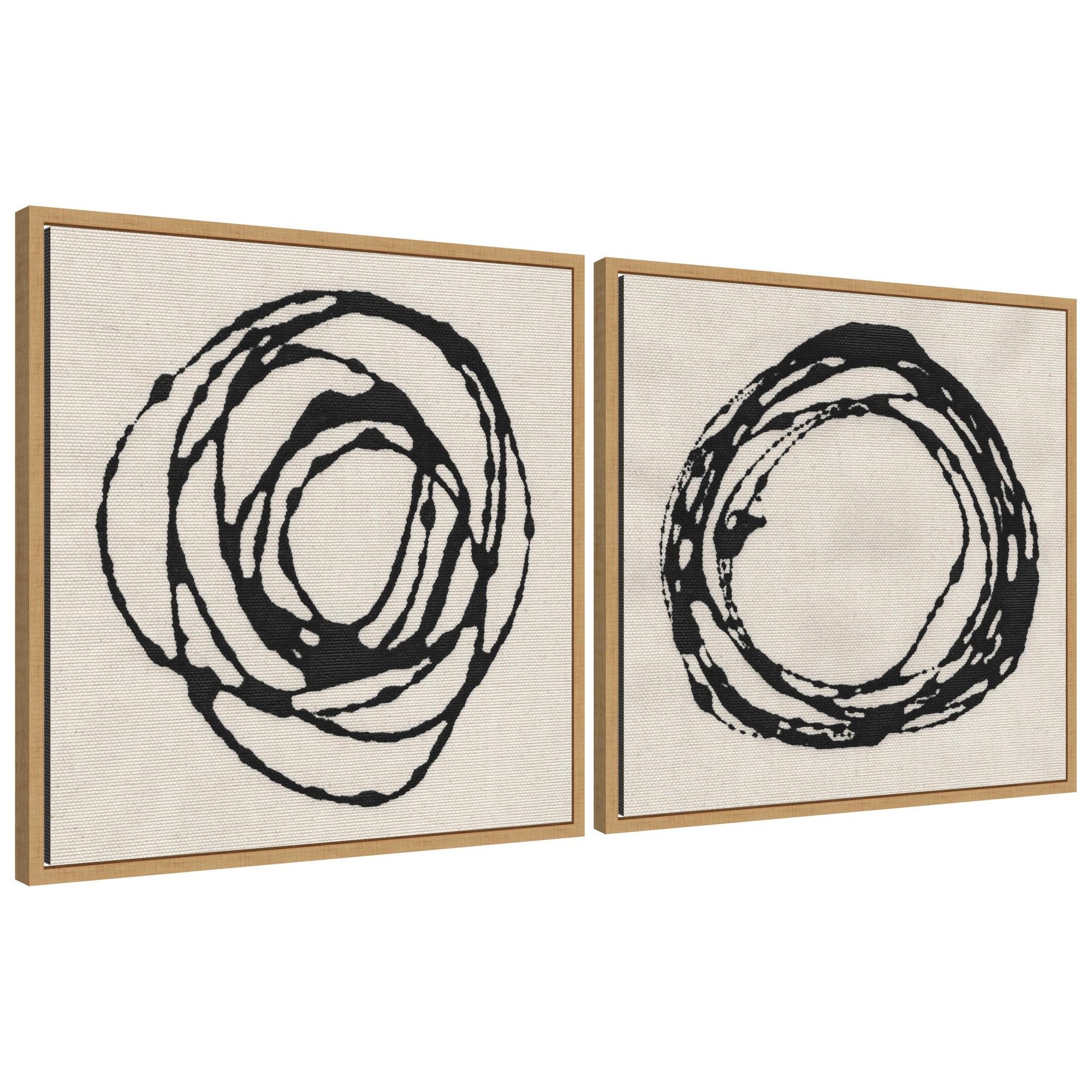 Sylvie Flowing Circle Abstracts - 2 Piece Framed Canvas Art Set by The Creative Bunch Studio