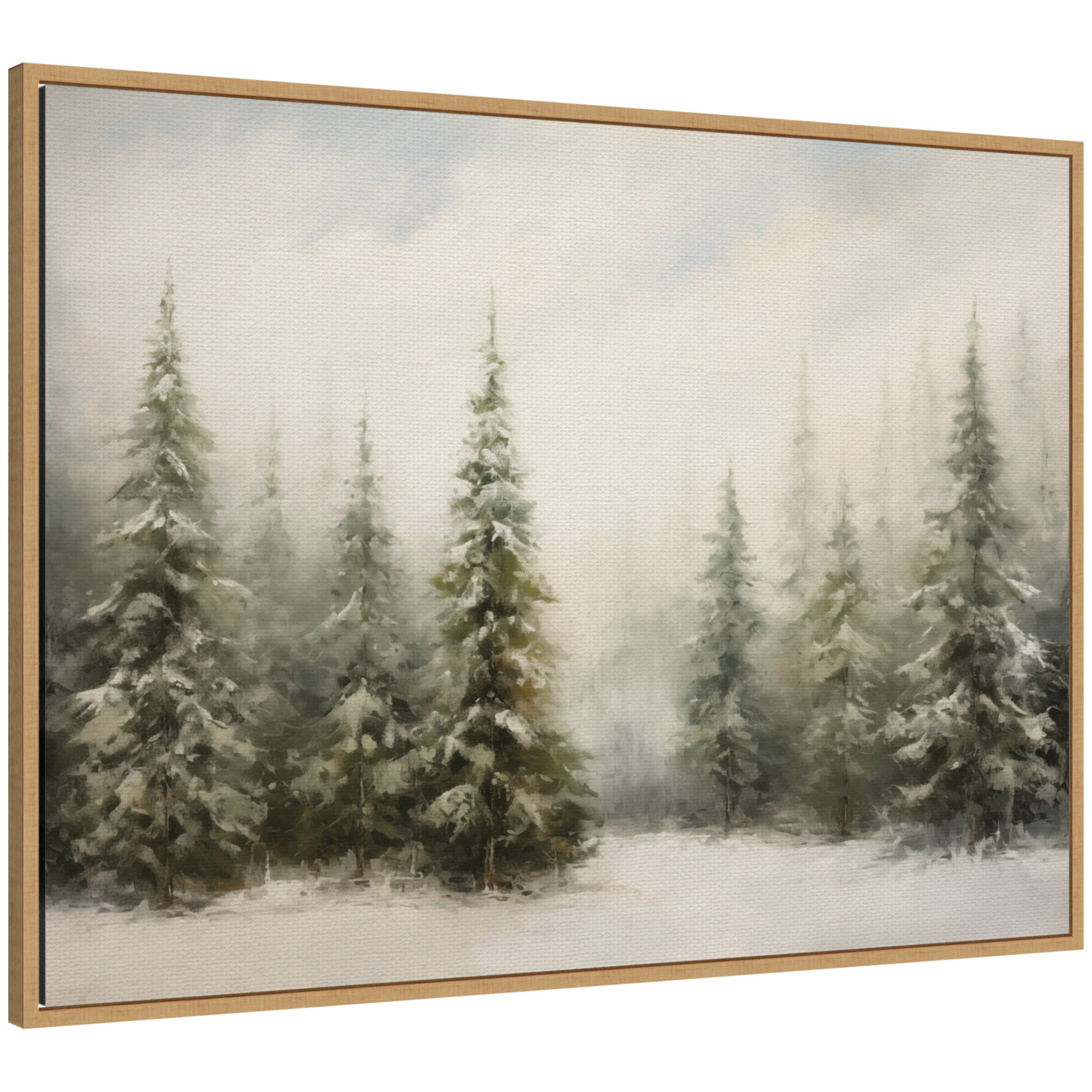 Sylvie Framed Canvas Traditional Snowy Forest Landscape by The Creative Bunch Studio