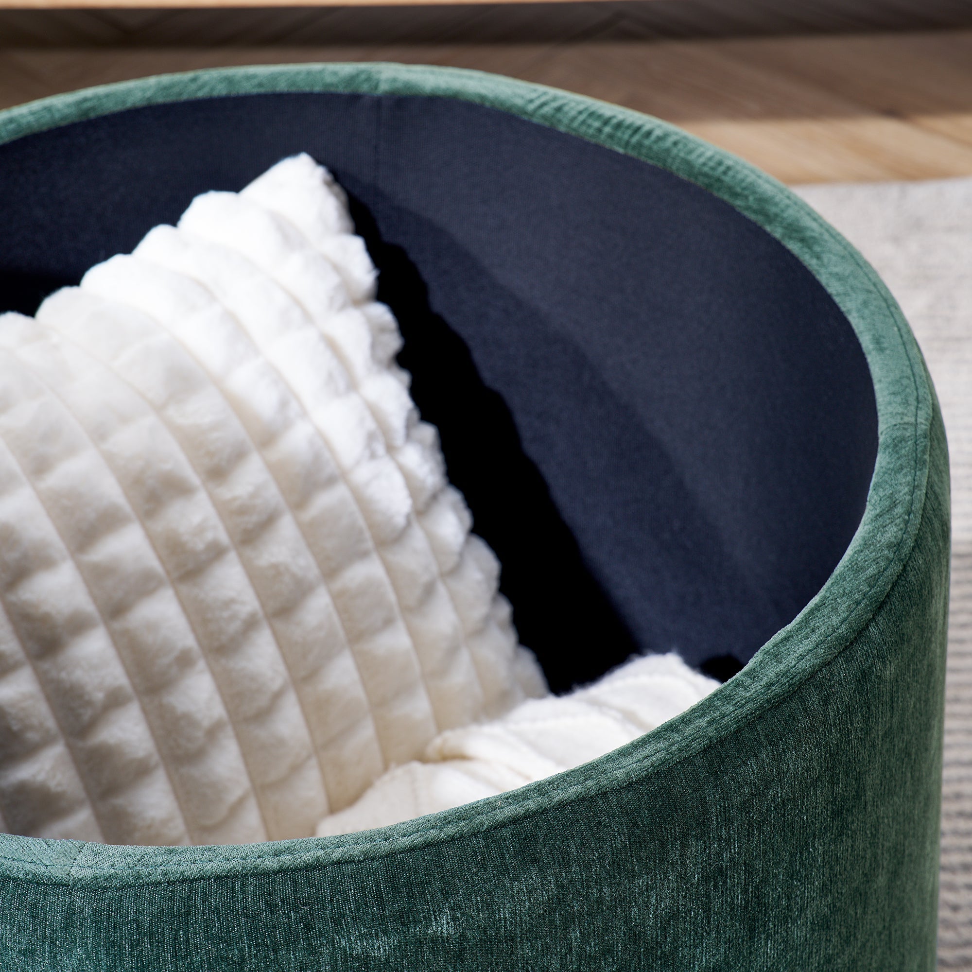 2-Piece Set Round Chenille Storage Ottoman