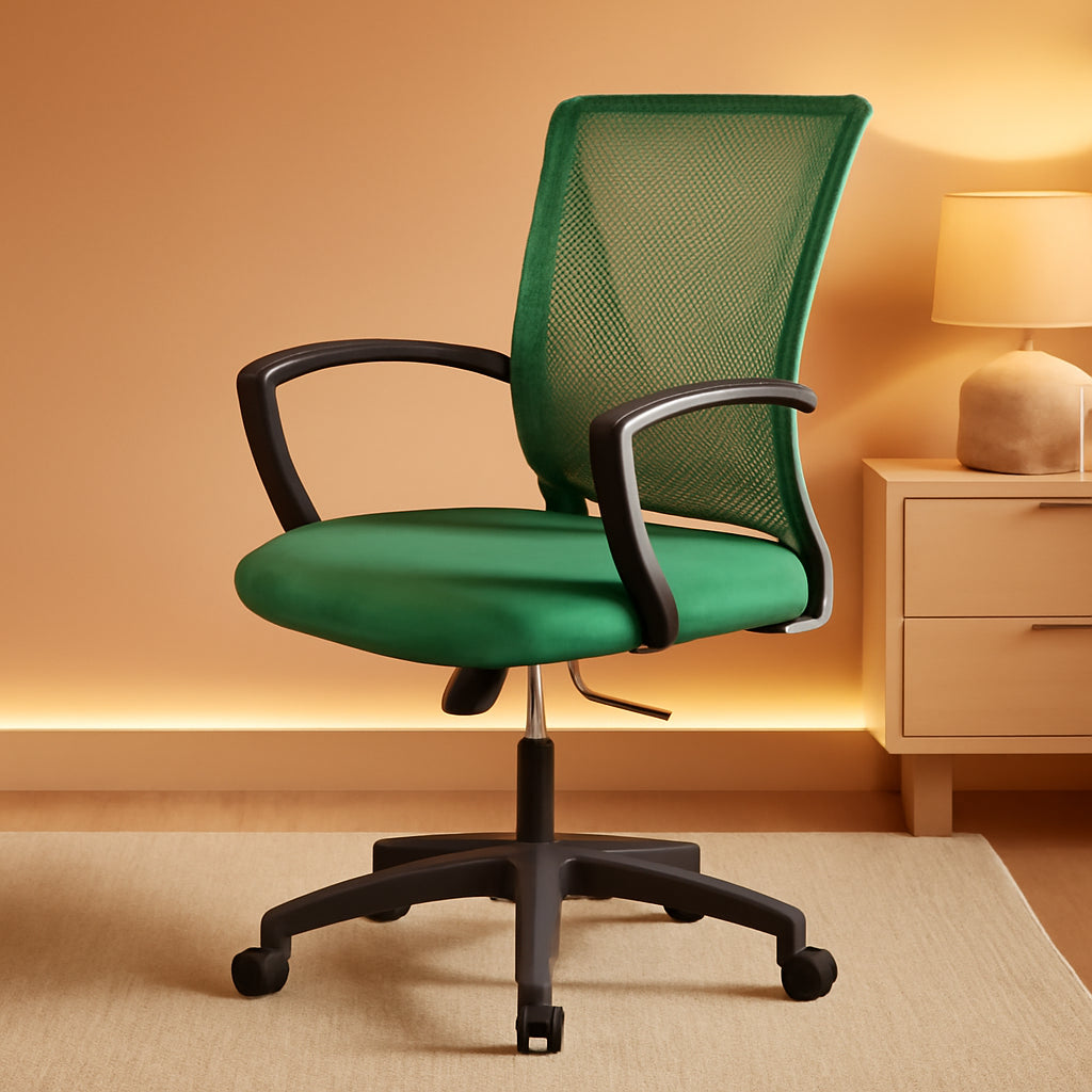 Green Ergonomic Mesh Office Gaming Chair With Lumbar Support