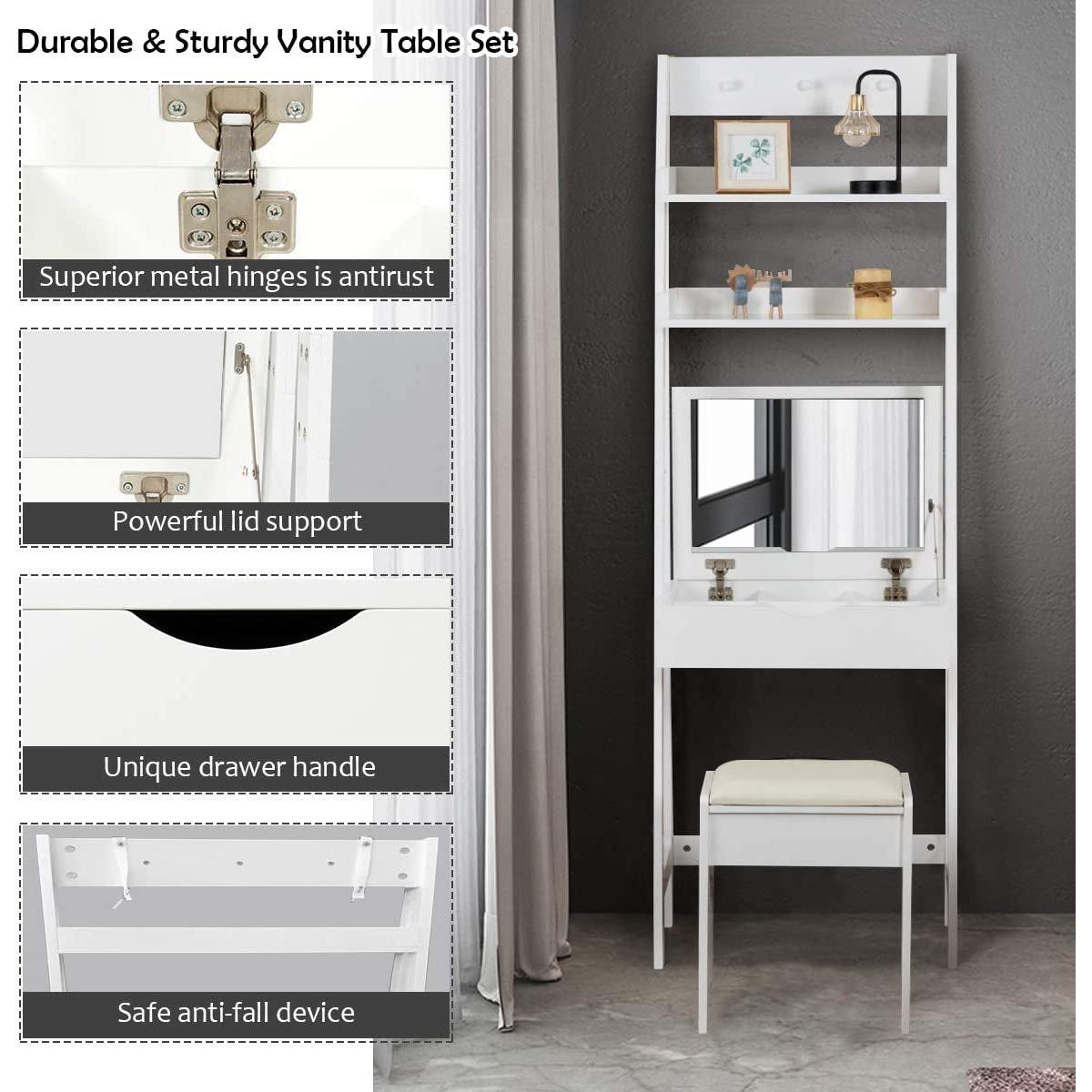 3 In 1 Vanity Table With Flip Top Mirror Makeup Desk