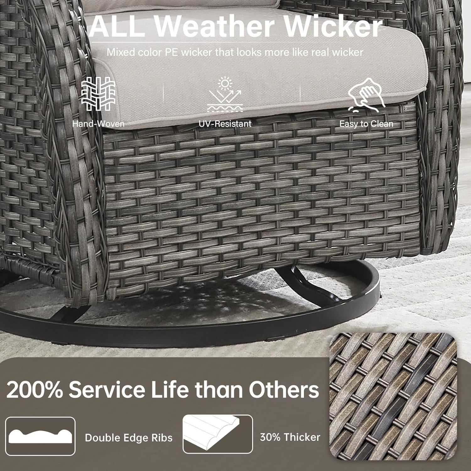 Swivel Rocker Patio Chairs Set with Cozy Coffee Table