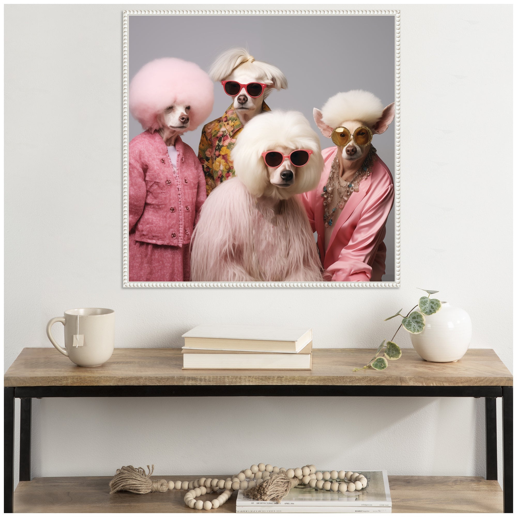 Sylvie Golden Lady Dogs Framed Canvas by The Creative Bunch Studio