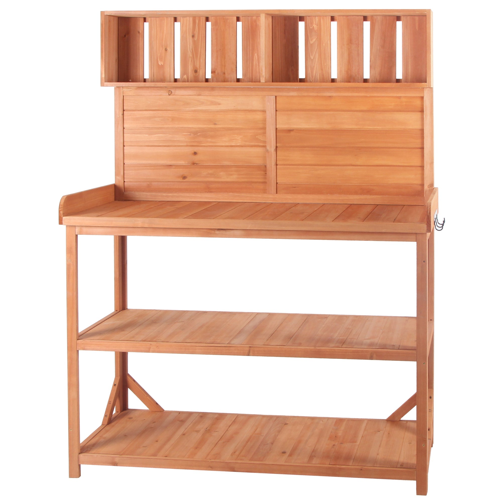 TOPMAX 65' Large Wooden Farmhouse Rustic Outdoor Potting Bench Table