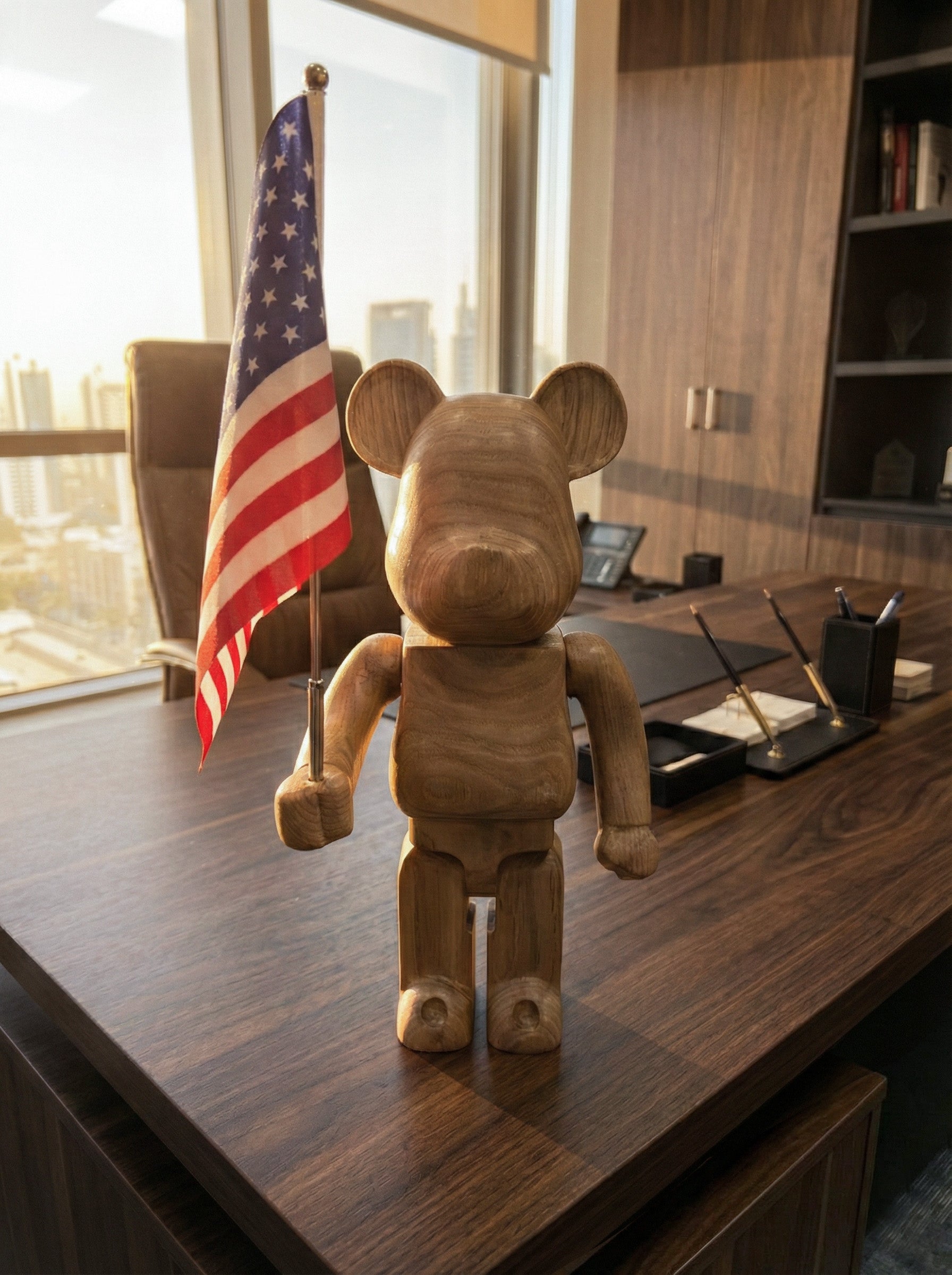 Handcrafted Wooden Bear Sculpture