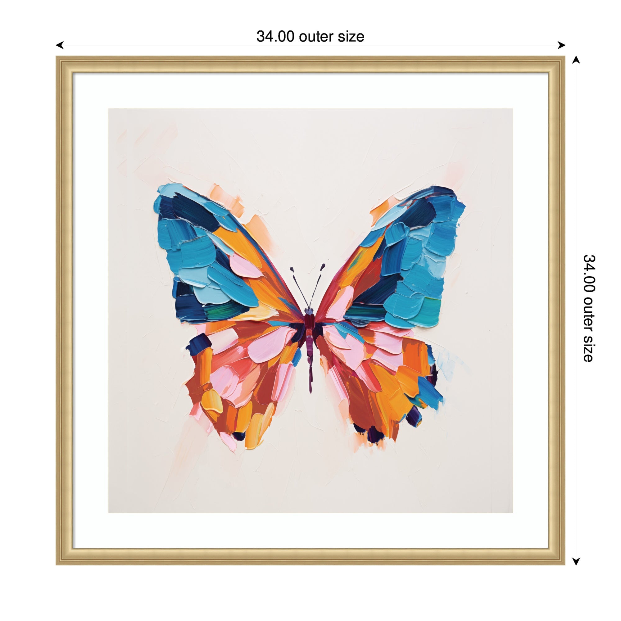 Framed Art Bold Colorful Brush Boho Butterfly by The Creative Bunch Studio
