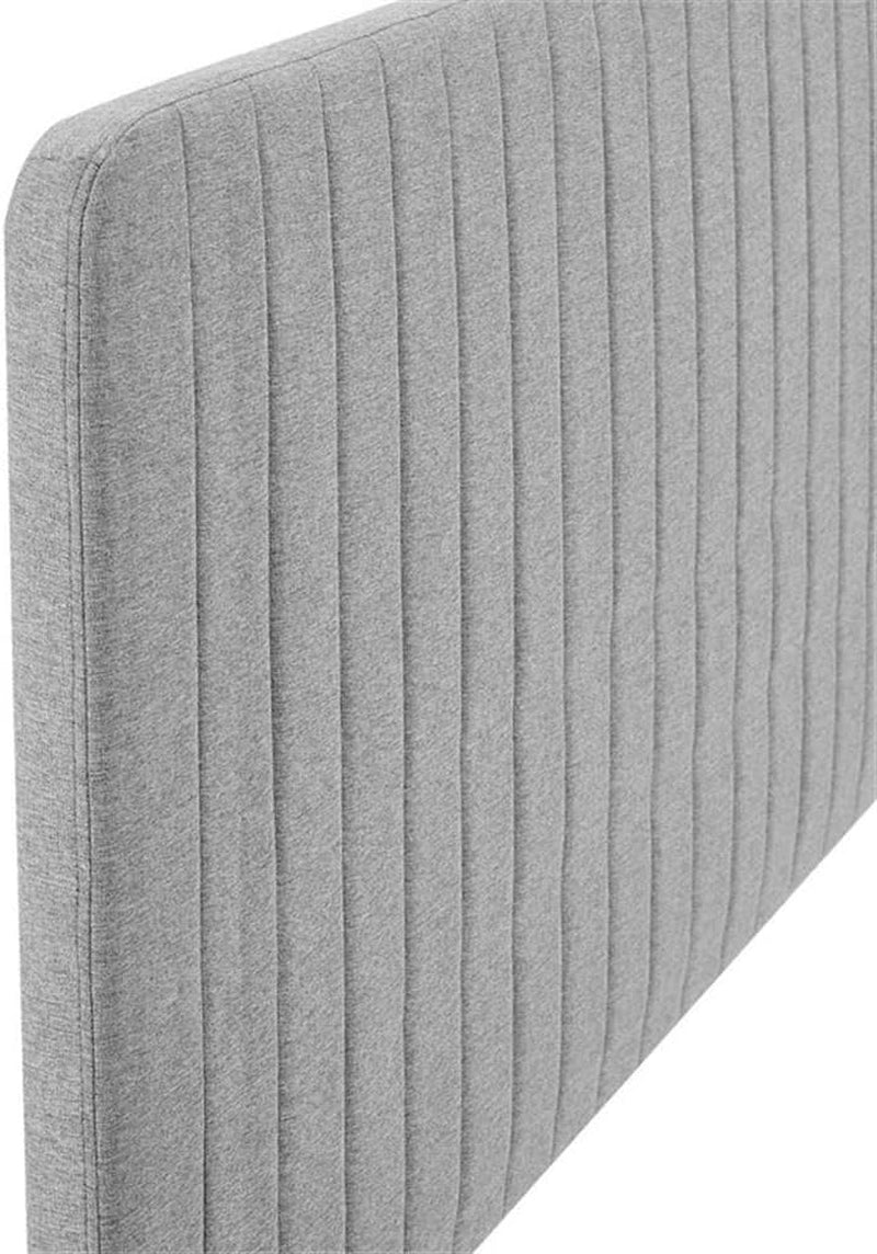 Channel Tufted Light Gray King Headboard With Foam Padding