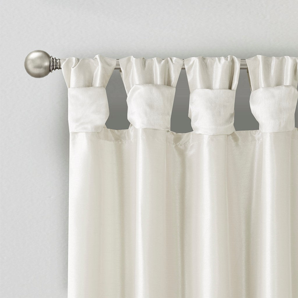 Twist Tab Lined Window Curtain Panel White 50x95