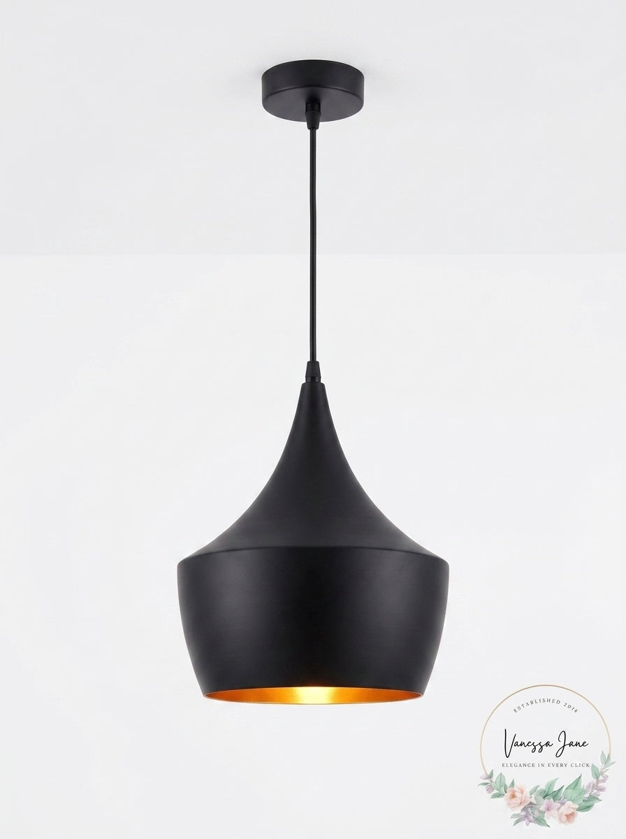 Zuo Copper Ceiling Lamp in Matte Black Finish