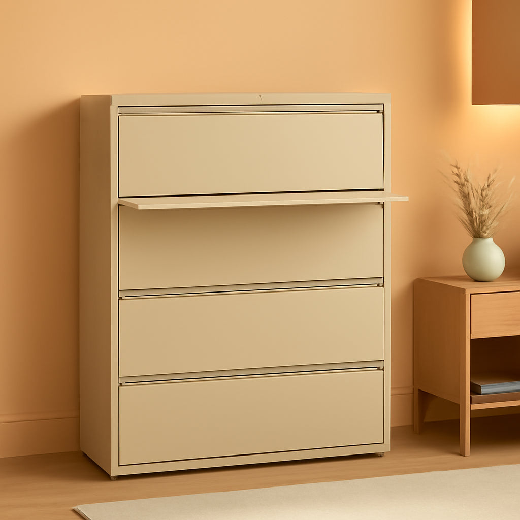 Four Drawer Lateral File Cabinet 42 By 18-5/8 By 52-1/2 Inch Putty