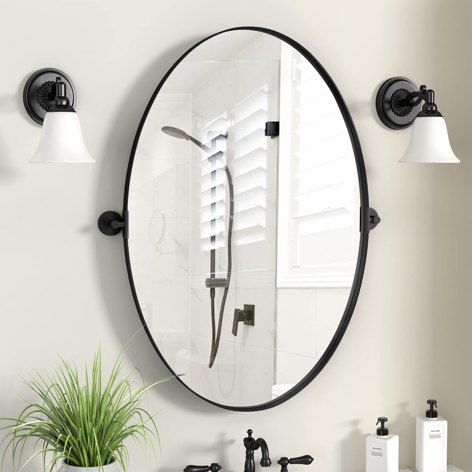 18x28 Black Oval Wall Mirror For Modern Home Decor In Bathrooms Hallways And Entryways