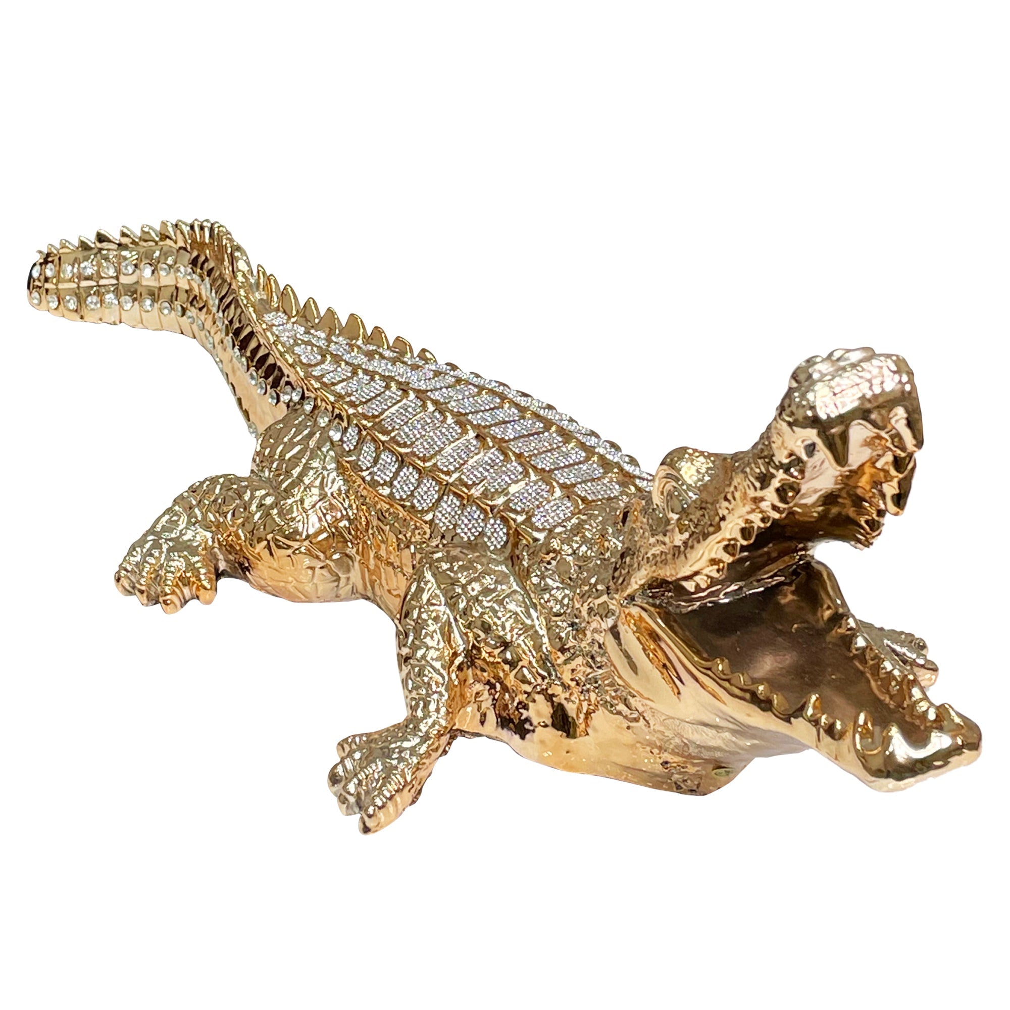 Ambrose Diamond Encrusted Gold Plated Crocodile-0