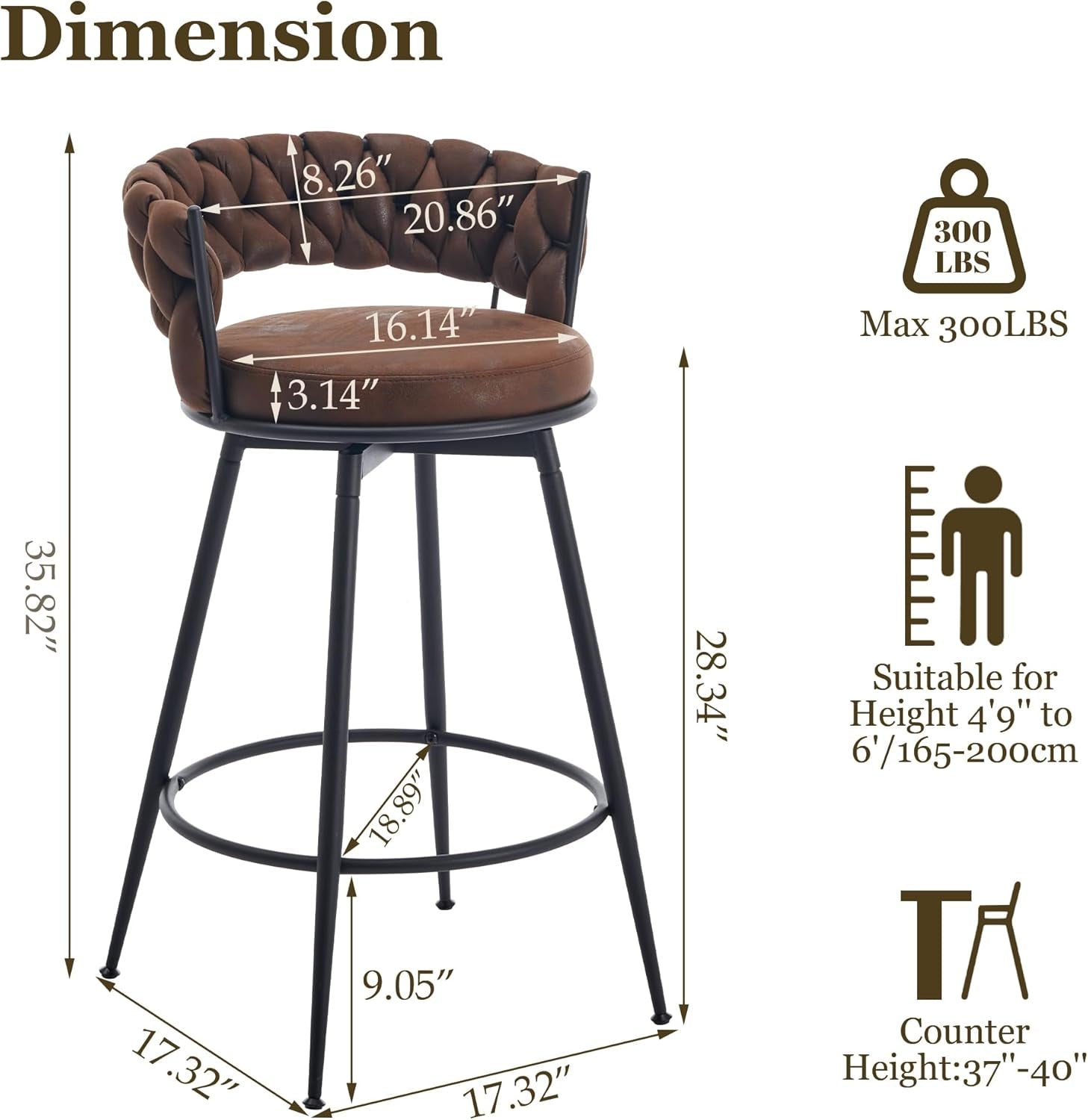 Modern Swivel Bar Stools Set of Two Stylish Design