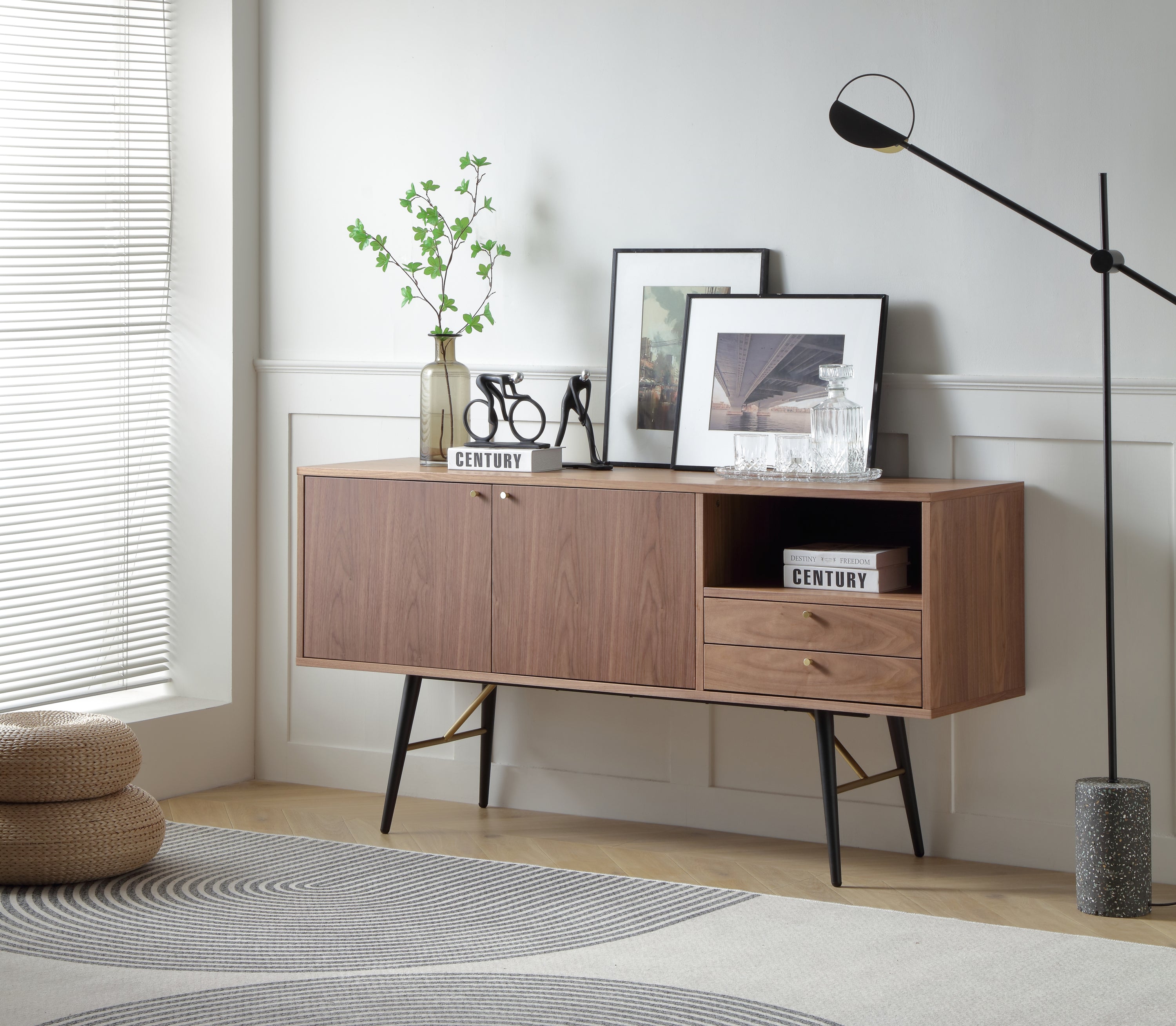 Modern Sideboard TV Stand with 2 Door and 2 drawers-1