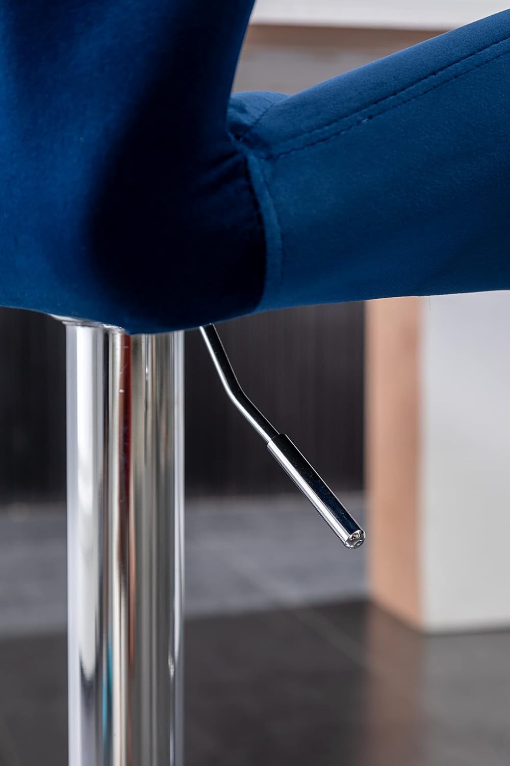 Velvet Diamond Tufted Swivel Barstools Blue Adjustable Height Set of 2