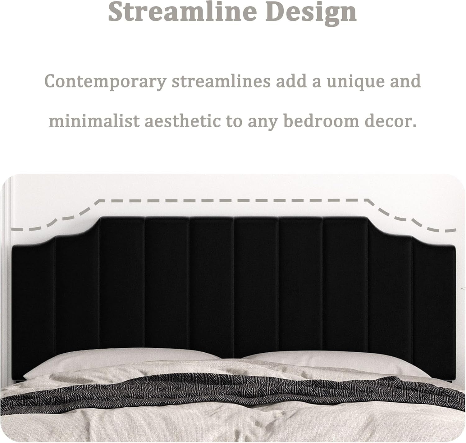 Velvet King Size Wall Mounted Headboard for Adjustable Beds