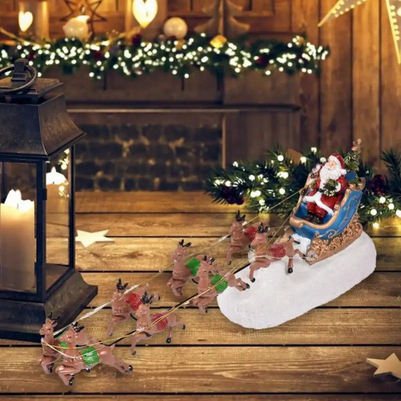 Christmas Village LED Santa's Sleigh & Reindeer Ornament (5PCS )-4