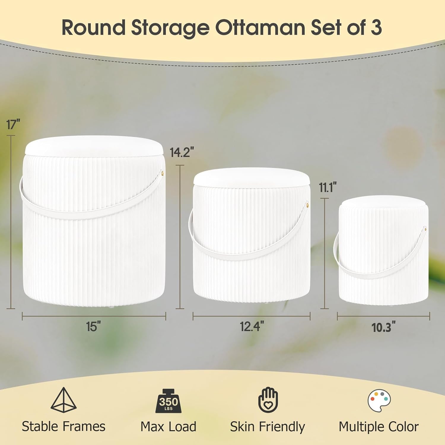 Velvet Upholstered Storage Ottoman With Removable Liner