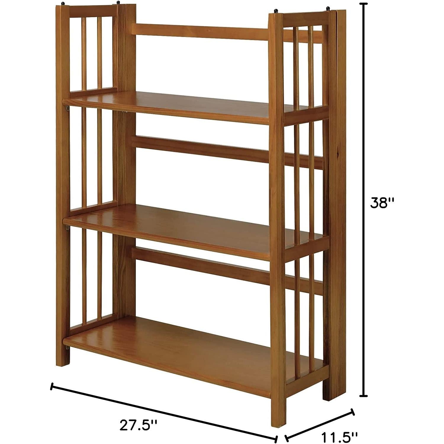 Chestnut Three Shelf Stackable Bookcase Solid Wood