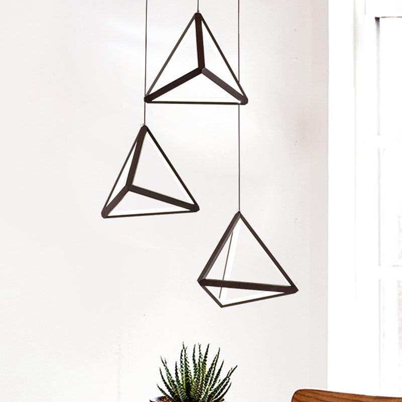 Sophia's Sleek Black LED Pendant Ceiling Lamp for Stylish Restaurants