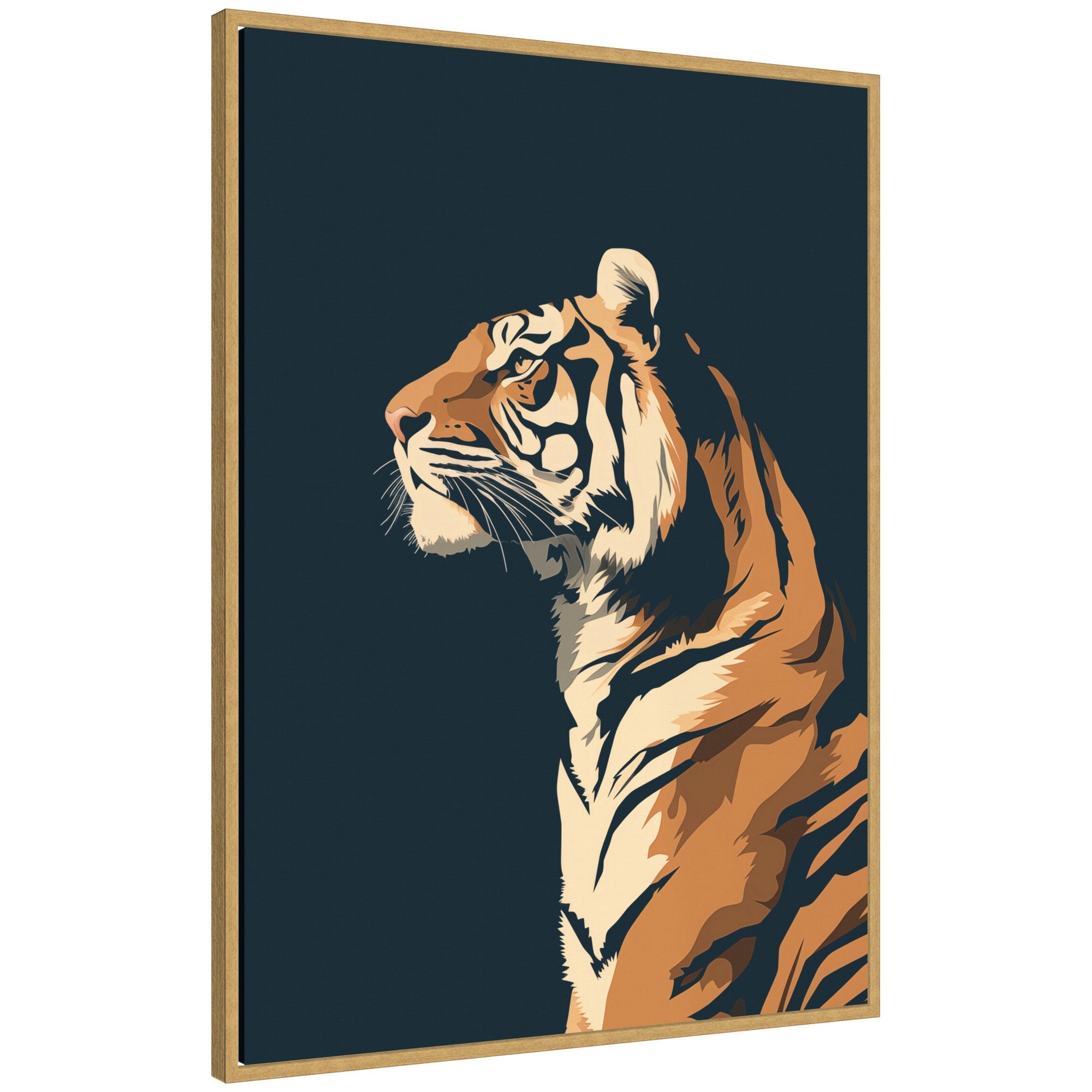 Navy Tiger by The Creative Bunch Studio Framed Canvas Wall Art Print