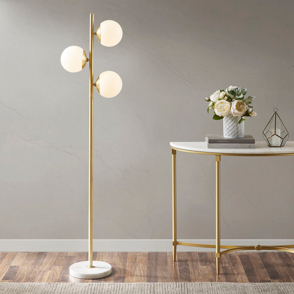 3-Globe Light Floor Lamp with Marble Base-2