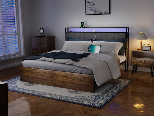 Large Bed Frame With Storage Space