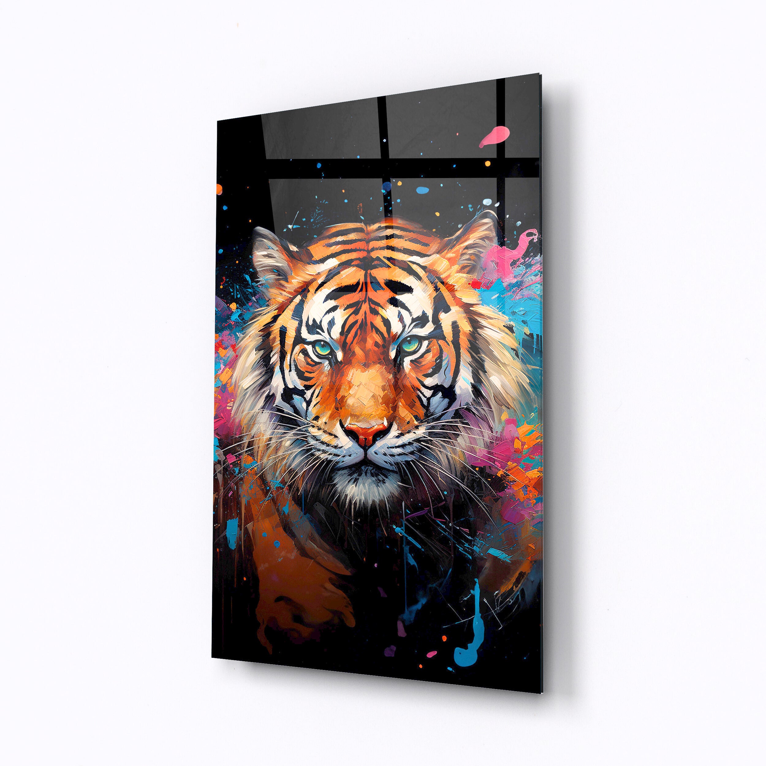 Tempered glass wall art Running tiger-0