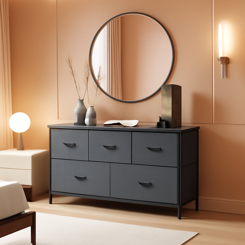 5 Drawer Fabric Dresser Organizer For Bedroom Storage