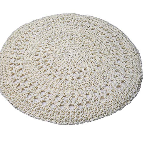 Charlo's Set of 4 Off White Sustainable Rustic Chic Round Placemats 16" x 16"-0